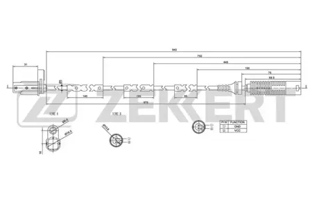 ZEKKERT SE6067 Датчик abs задн. BMW 3 (E90, E91, E92) 04-, 1 (E81, E82, E87) 04-