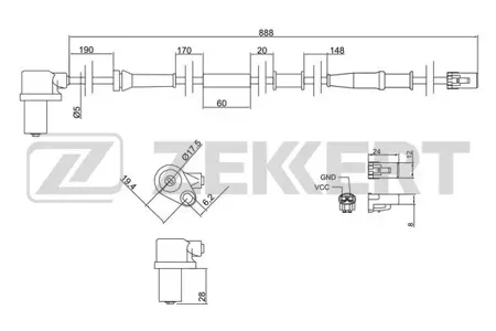ZEKKERT SE6085 Датчик abs передн. лев. Hyundai Accent II 01-