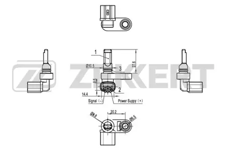 ZEKKERT SE6111 Датчик abs прав. Toyota 4 Runner (N210, N280) 02-, LC 200 07-, LC Prado 120, 150 02-, Lexus GX (URJ150, J12) 01-, LX (J2) 07-