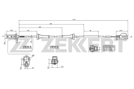 ZEKKERT SE6145 Датчик abs передн. прав. Volvo S60 00-, V70 II 99-, XC70 00-, S80 98-