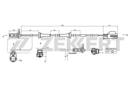 ZEKKERT SE6146 Датчик abs передн. лев. Volvo S60 00-, V70 II 99-, XC70 00-, S80 98-