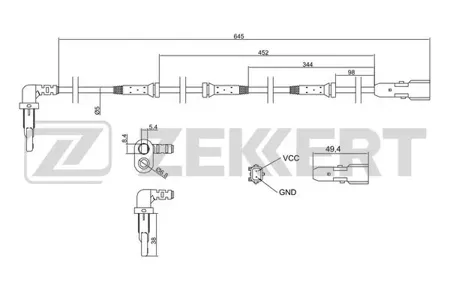 ZEKKERT SE6173 Датчик abs передн. Dacia Sandero II 12-, Logan II 12-, Dokker 12-