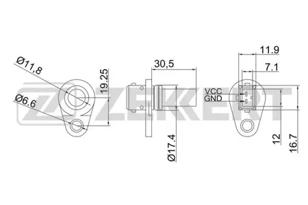 ZEKKERT SE8500 Датчик скорости VW Polo III 95-, Passat III-V 88-, Golf III, IV 91-, A6 94-, A4 94-, Skoda Octavia (1U) 96-