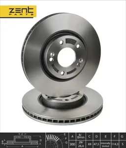 ZENTPARTS Z05986 Диск торм.перед. Hyundai i30 1.62.01.6D2.0D 07>