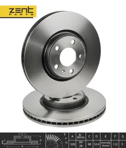ZENTPARTS Z06059 Диск тормозной Audi A4A5A6A7Q5 07- перед. вент.