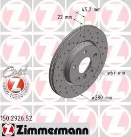 ZIMMERMANN 150292652 ДИСК ТОPМОЗНОЙ
