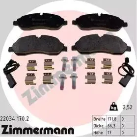 ZIMMERMANN 220341702 Колодки торм.передние 171x66x17 Ford Transit VIII all 14>