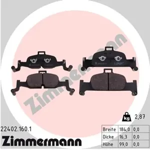 ZIMMERMANN 224021601 Колодки торм.передние 252x99x16 Audi A4A5Q5 15>