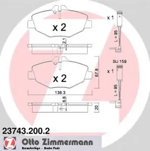 ZIMMERMANN 237432002 Колодки торм.передние 136x68x20 Mercedes W211 2.0-2.42.0CDi2.7CDi 02>