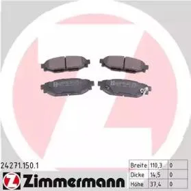 ZIMMERMANN 242711501 Колодки торм.задние 110x37x14 Subaru Legacy IV 2.0i2.5 I Outback 2.5i 03>