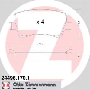 ZIMMERMANN 244961701 Колодки торм.задние 106x48x17 Ford Galaxy Mondeo C-Max , Volvo S80 1.6-4.4DTDCi 0