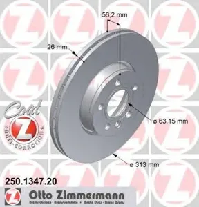 ZIMMERMANN 250134720 Диск торм.перед. 313x2656-5x112 Ford Galaxy , VW T4 1.9D-2.5TDi 90>