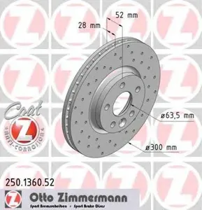 ZIMMERMANN 250136052 Диск тормозной Land Rover EVOQUE 11- перед.вент. Sport Coat Z