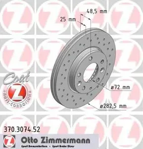 ZIMMERMANN 370307452 Диск тормозной Mazda 6 02-07 передн.вент. Sport Coat Z