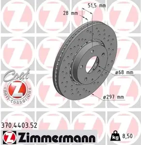 ZIMMERMANN 370440352 Диск торм.перед.вент.перфорир. 297x28 SPORT COAT Z