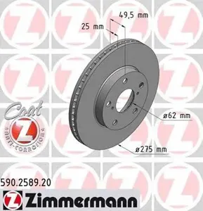 ZIMMERMANN 590258920 Диск торм.перед.вент.