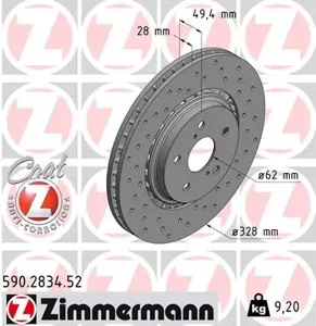 ZIMMERMANN 590283452 Диск торм.перед.вент.перфорир. [328x28] Sport COAT Z