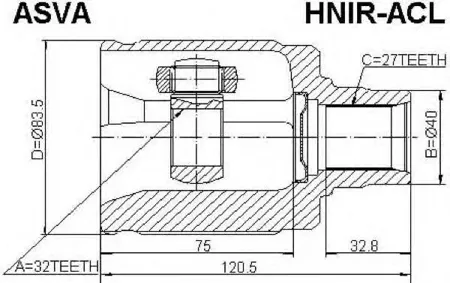 ASVA HNIRACL ШРУС HONDA ACCORD 03- внутр. прав. 32x40x27