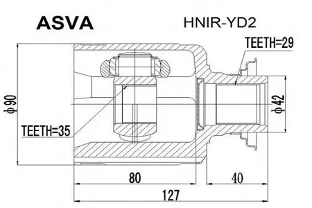 ASVA HNIRYD2 ШРУС HONDA PILOT 10- внутр.прав.