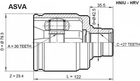 ASVA HNIUHRV ШРУС внутренний 30x42.5x27