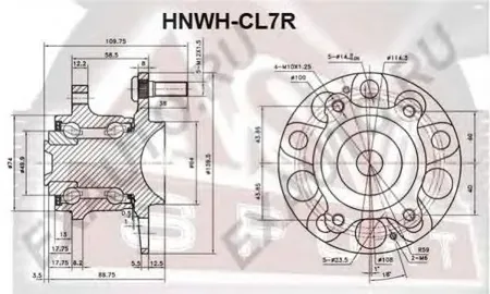 ASVA HNWHCL7R Ступица задняя с магнитным кольцом ABS
