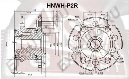 ASVA HNWHP2R Ступица HONDA PILOT -08 задн.