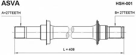 ASVA HSH001 ПОЛУОСЬ ЛЕВАЯ 27X408X27
