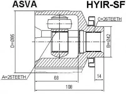 ASVA HYIRSF ШРУС внутренний | перед прав |