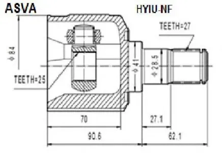 ASVA HYIUNF ШРУС ВНУТРЕННИЙ 25X41X27