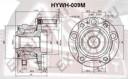 ASVA HYWH009M Ступица HYUNDAI IX55 -08 задн.