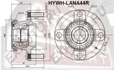 ASVA HYWHLANA44R Ступица задняя с кольцом абс