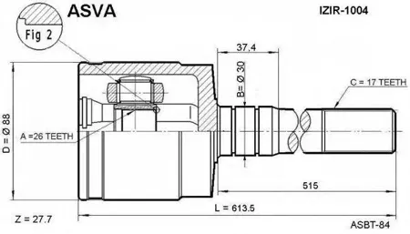 ASVA ISIR1004 ШРУС внутренний правый 26х30x17