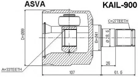 ASVA KAIL900 ШРУС внутренний левый (К-кт) 33x41x27
