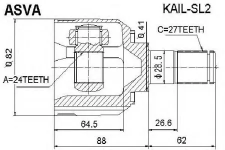ASVA KAILSL2 Шрус внутренний левый 24x41x27