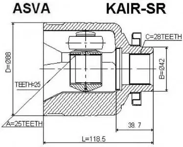 ASVA KAIRSR ШРУС HYUNDAI/KIA SORENTO 02- внутр. прав. 25x42x28