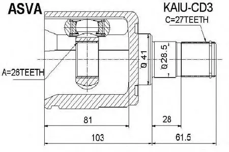 ASVA KAIUCD3 Шрус внутренний 26x41x27