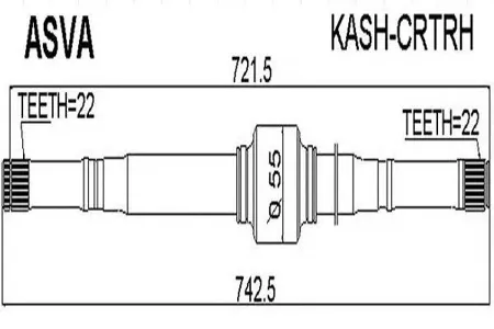 ASVA KASHCRTRH ПОЛУОСЬ ПРАВАЯ 22X742X22