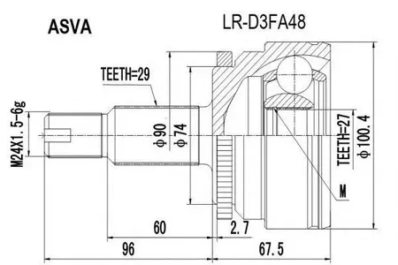ASVA LRD3FA48 ШРУС наружный 27x74x29