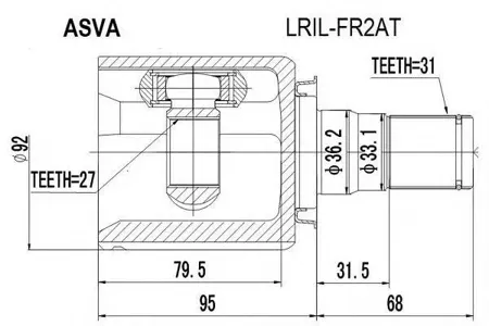 ASVA LRILFR2AT ШРУС LR внутр. лев. 27x36.3x31