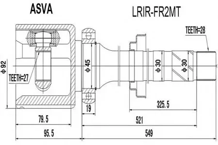 ASVA LRIRFR2MT ШРУС внутренний | перед прав |