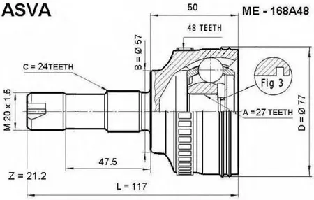 ASVA ME168A48 ШРУС MB A(W168) наруж.