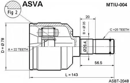ASVA MTIU004 ШРУС внутренний 22x35x25