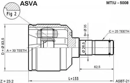 ASVA MTIU5008 Шрус внутренний 30x35x25 MITSUBISHI MITSUBISHI : SPACE WAGON 1988-1996