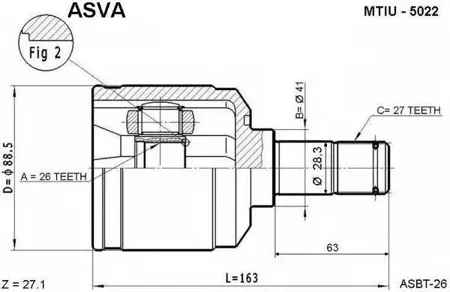 ASVA MTIU5022 ШРУС внутренний | перед лев |