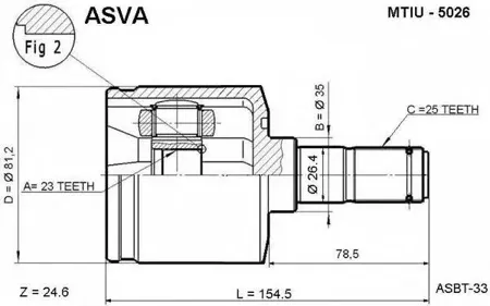 ASVA MTIU5026 ШРУС внутренний 23x35x25