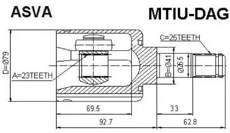 ASVA MTIUDAG ШРУС внутренний 23x41x25