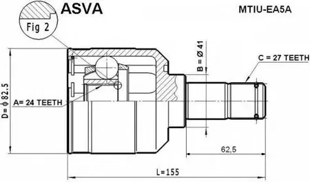 ASVA MTIUEA5A ШРУС MITSUBISHI GALANT -04 внутр. 24x41x27