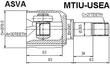 ASVA MTIUUSEA ШРУС внутренний 30x41x27