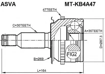 ASVA MTKB4A47 ШРУС MITSUBISHI L200 05- наружн. 35x69x30