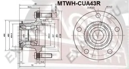 ASVA MTWHCUA43R СТУПИЦА ЗАДНЯЯ 2WD С КОЛЬЦОМ АБС